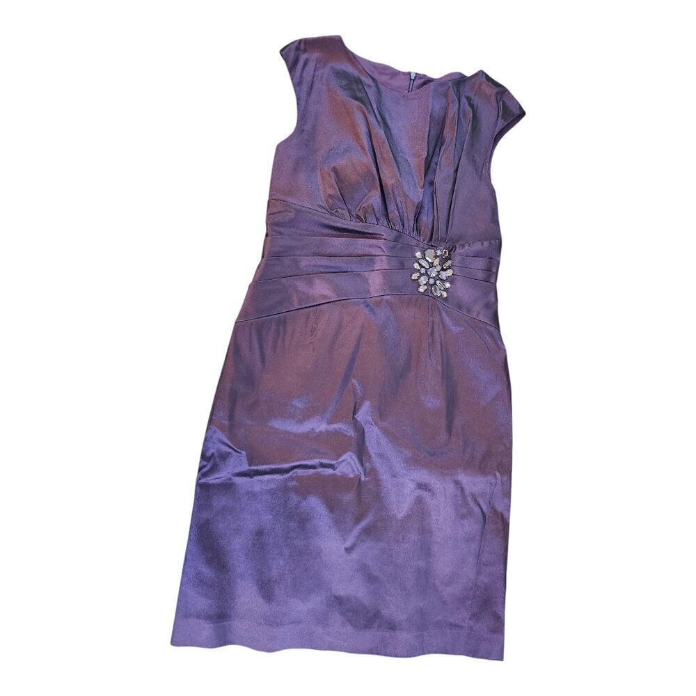 Eliza J womens sz 12 purple dress sleeveless pleated empire waist formal midi